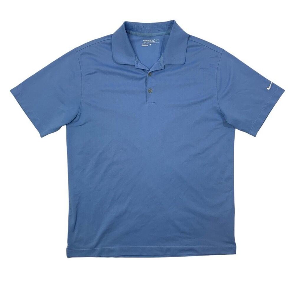 Nike Polo Shirt Mens L Large Blue Jay Golf Dri Fit Tour Performance UV Tech